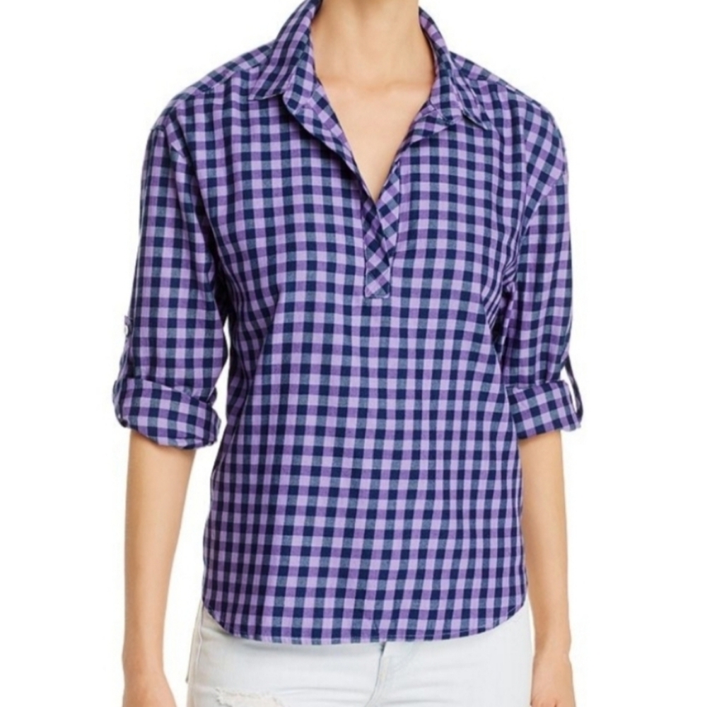 Tommy Bahama Purple and Blue Checkered Blouse